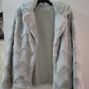 Faux fur grey ladies coat jacket